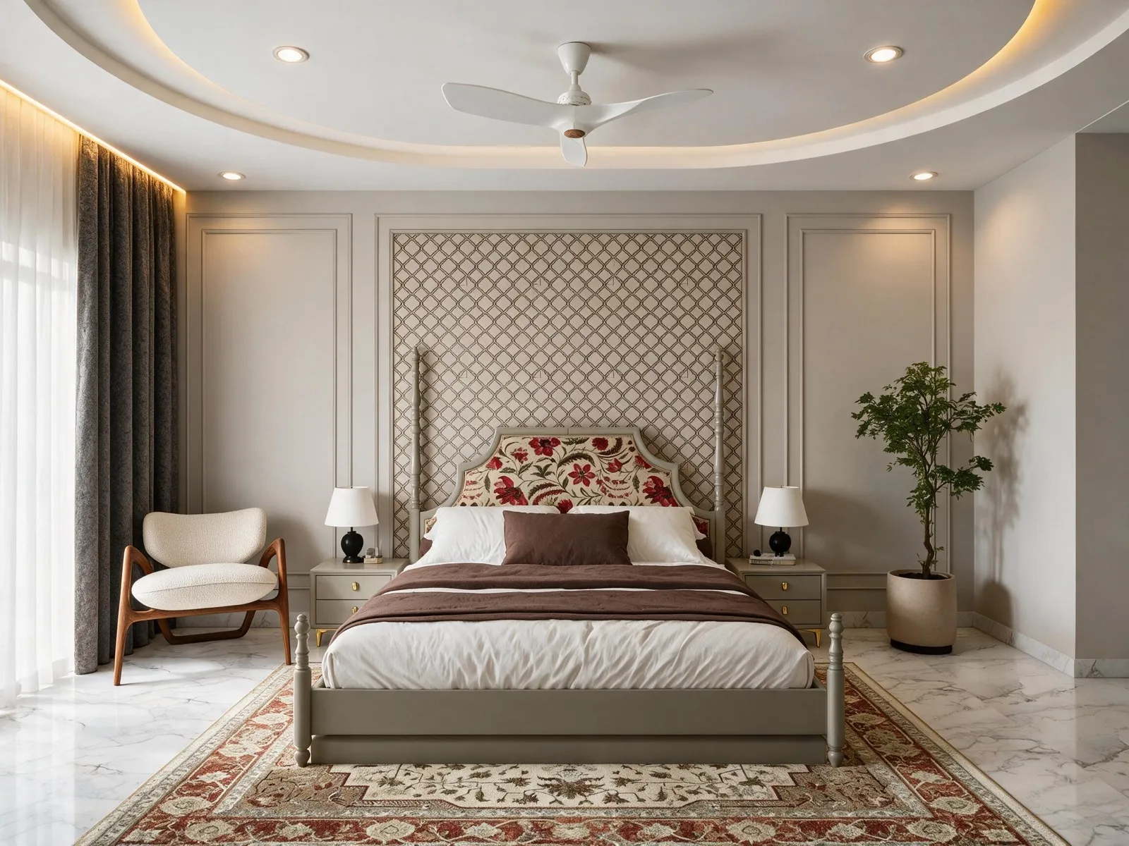 Photoreal AI render of the same master bedroom