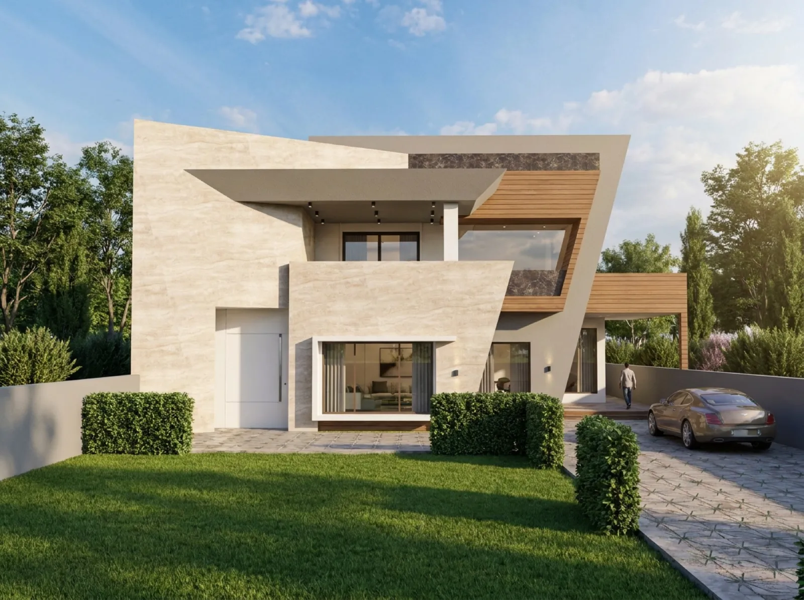 Photoreal render of the modern villa