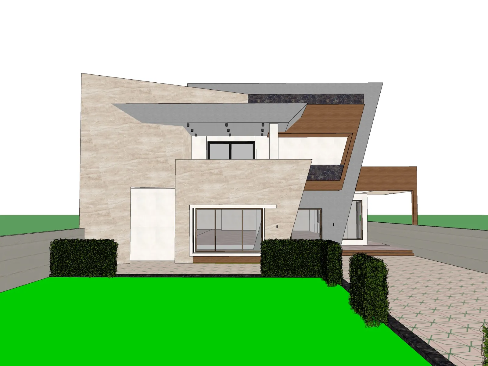 SketchUp screenshot of a modern villa